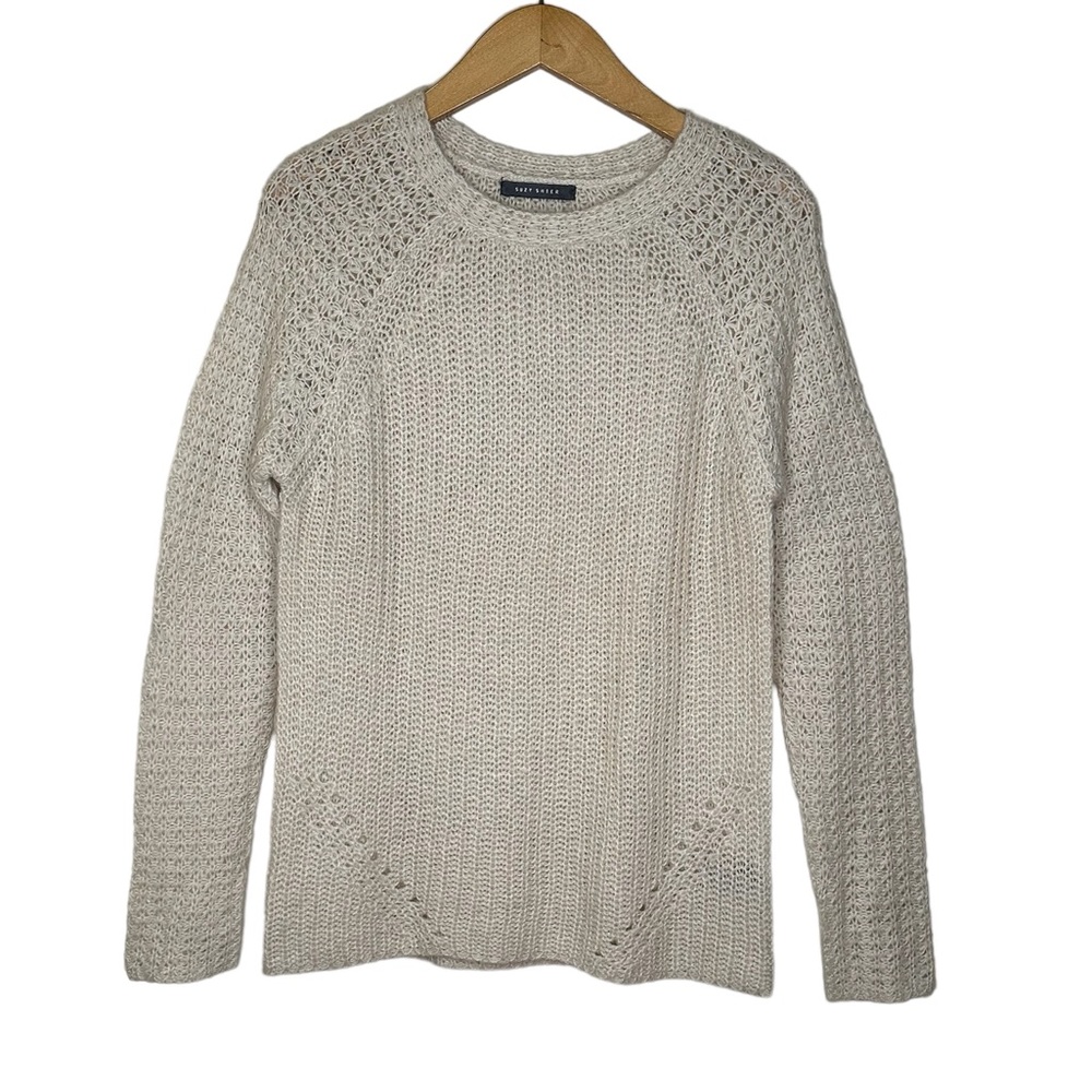 Women’s Open Knit Beige Pullover Sweater Medium